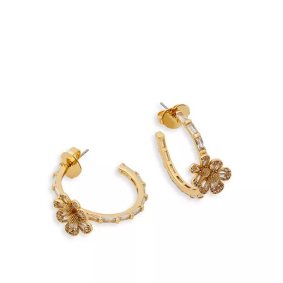 Kate Spade Gold Fleurette‎ Hoop Earrings NEW - Picture 2 of 6